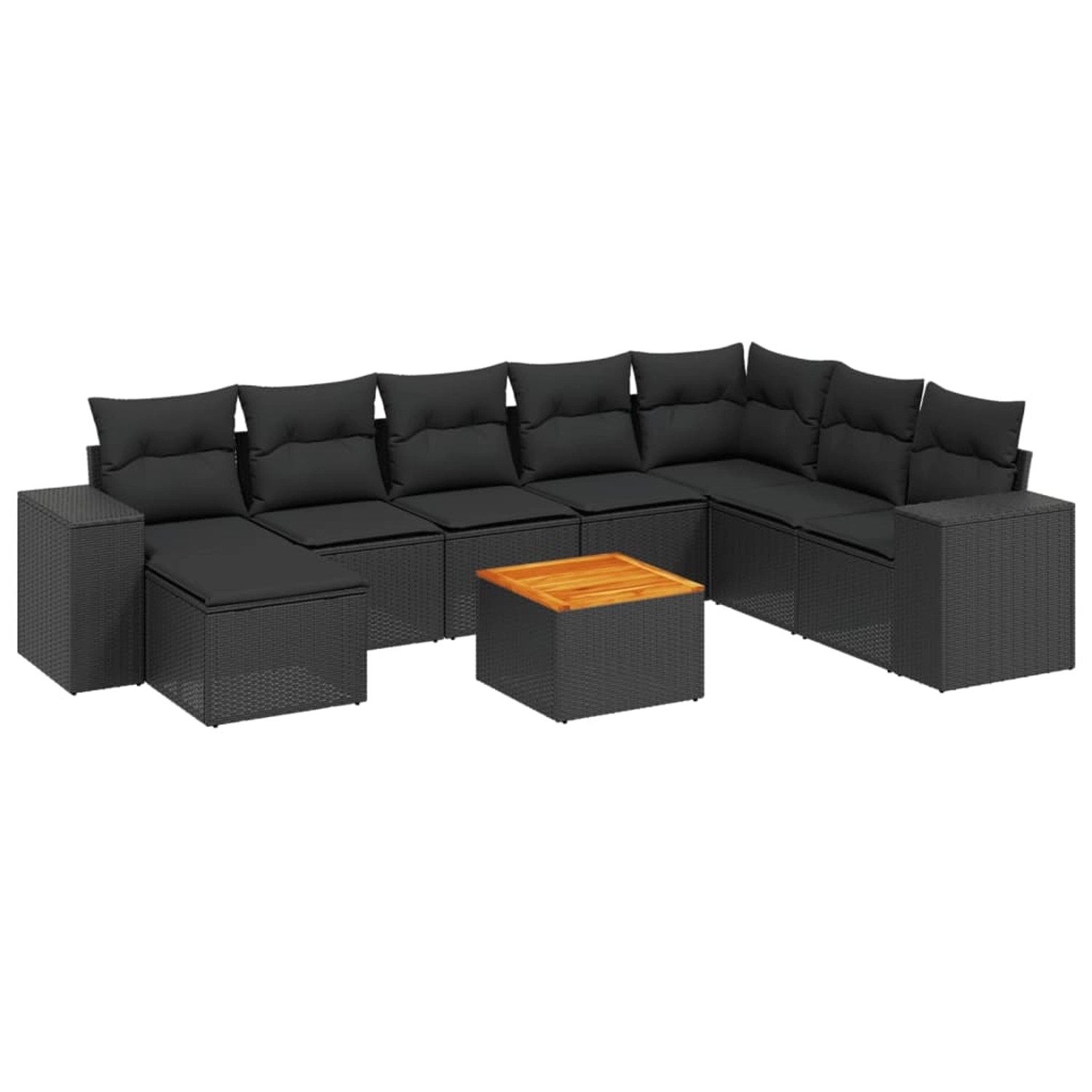 vidaXL 9-tlg Garten-Sofagarnitur mit Kissen Schwarz Poly Rattan Modell 126 günstig online kaufen