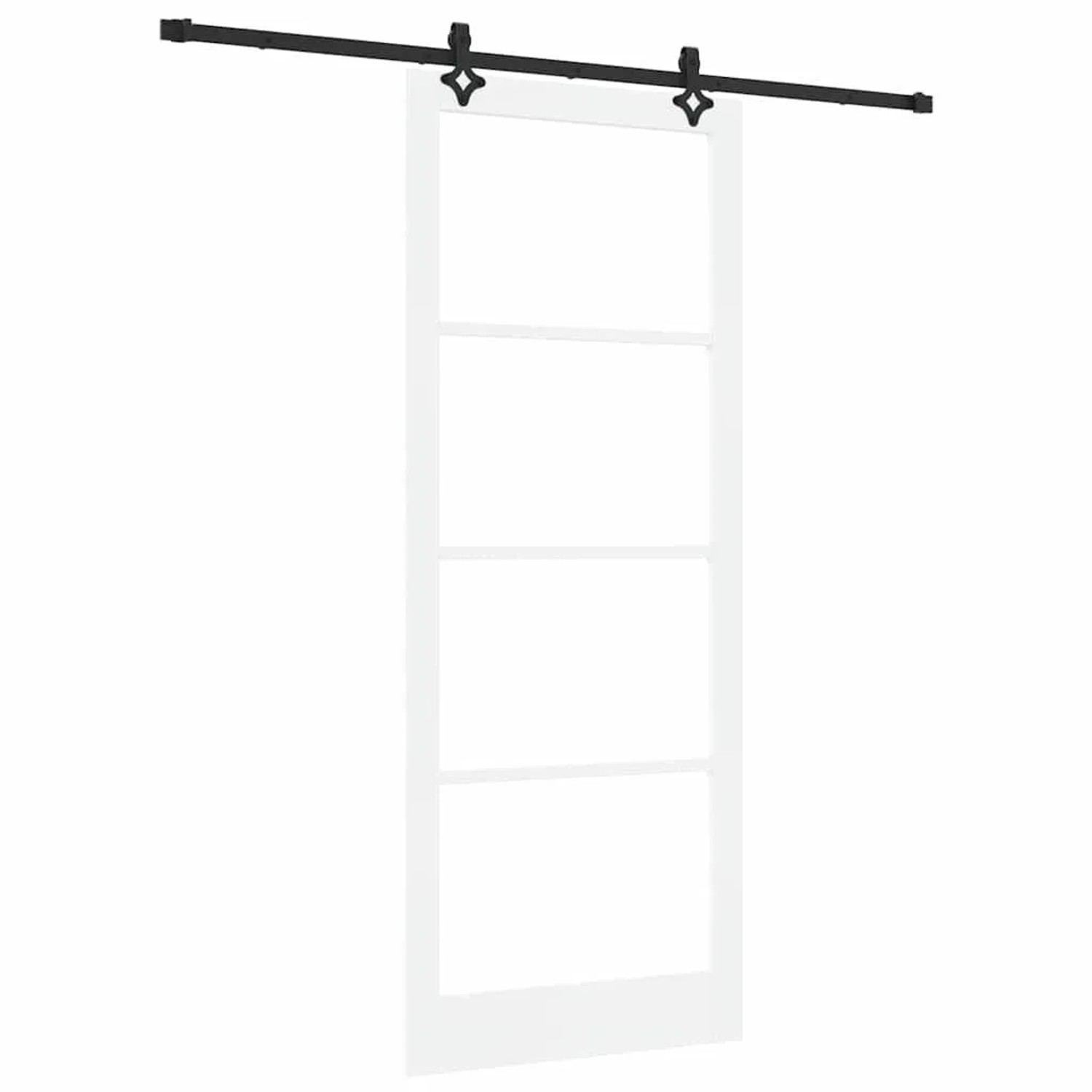 vidaXL Schiebetür Weiß 93 x 232 cm Massivholz Kiefer und Glas 3332320