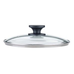 Fackelmann Pfannendeckel aus Glas, 24 cm, mit schwarzem Griff und Dampfventil.