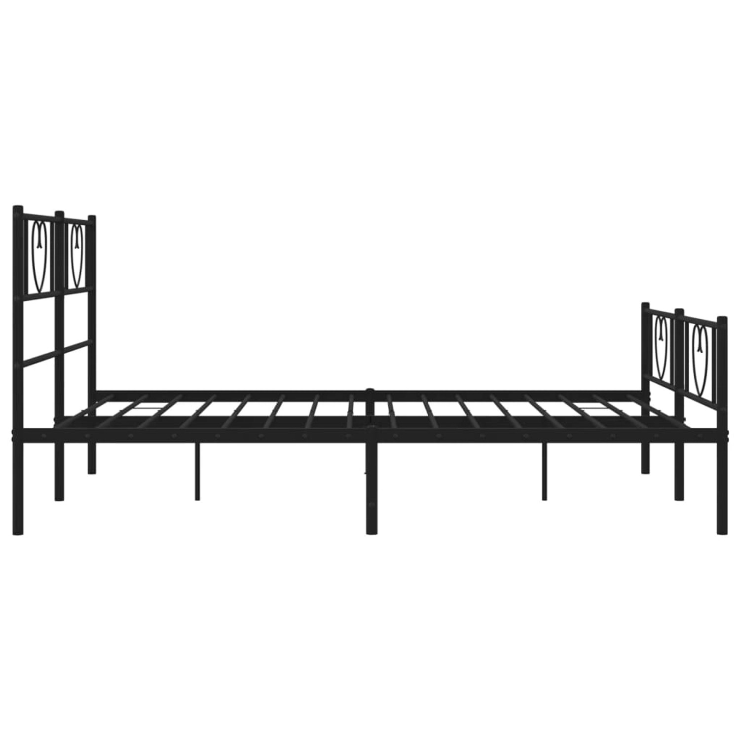 Schwarzes Metall Bettgestell 150x200 cm mit Kopf- und Fußteil für Schlafzimmer.