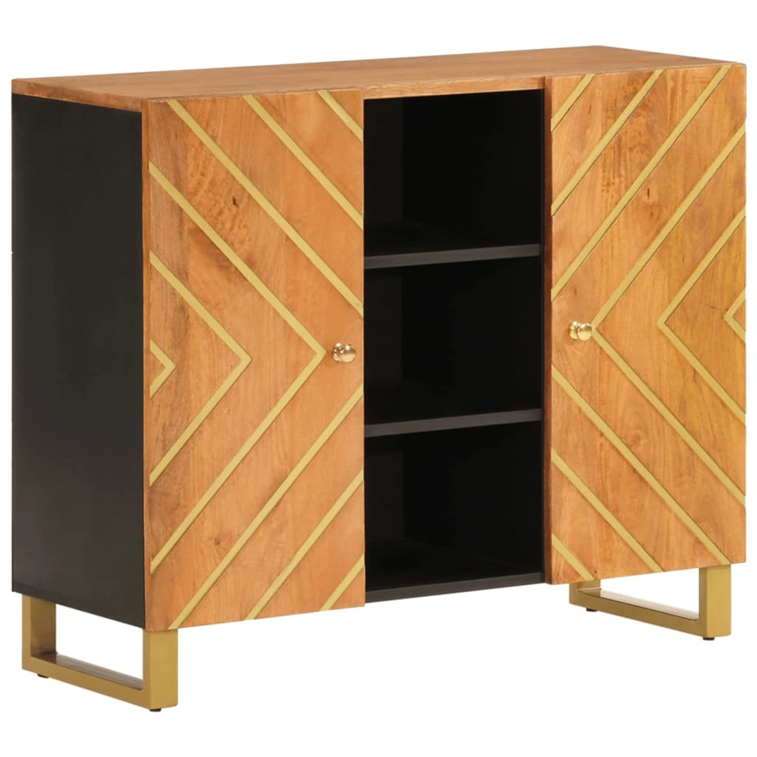 vidaXL Beistellschrank Braun und Schwarz 90x33,5x75 Massivholz Mango 356811 günstig online kaufen