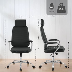 DELUKE Bürostuhl Ergonomisch FUGOR Schreibtischstuhl Mit Rollen Höhenverstellbarer Drehstuhl Computerstuhl 125 Kg Schwarz