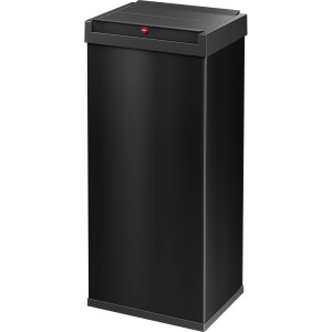 Schwarzer Hailo Mülleimer Big-Box Swing XL mit Schwingdeckel, 52 Liter Volumen.