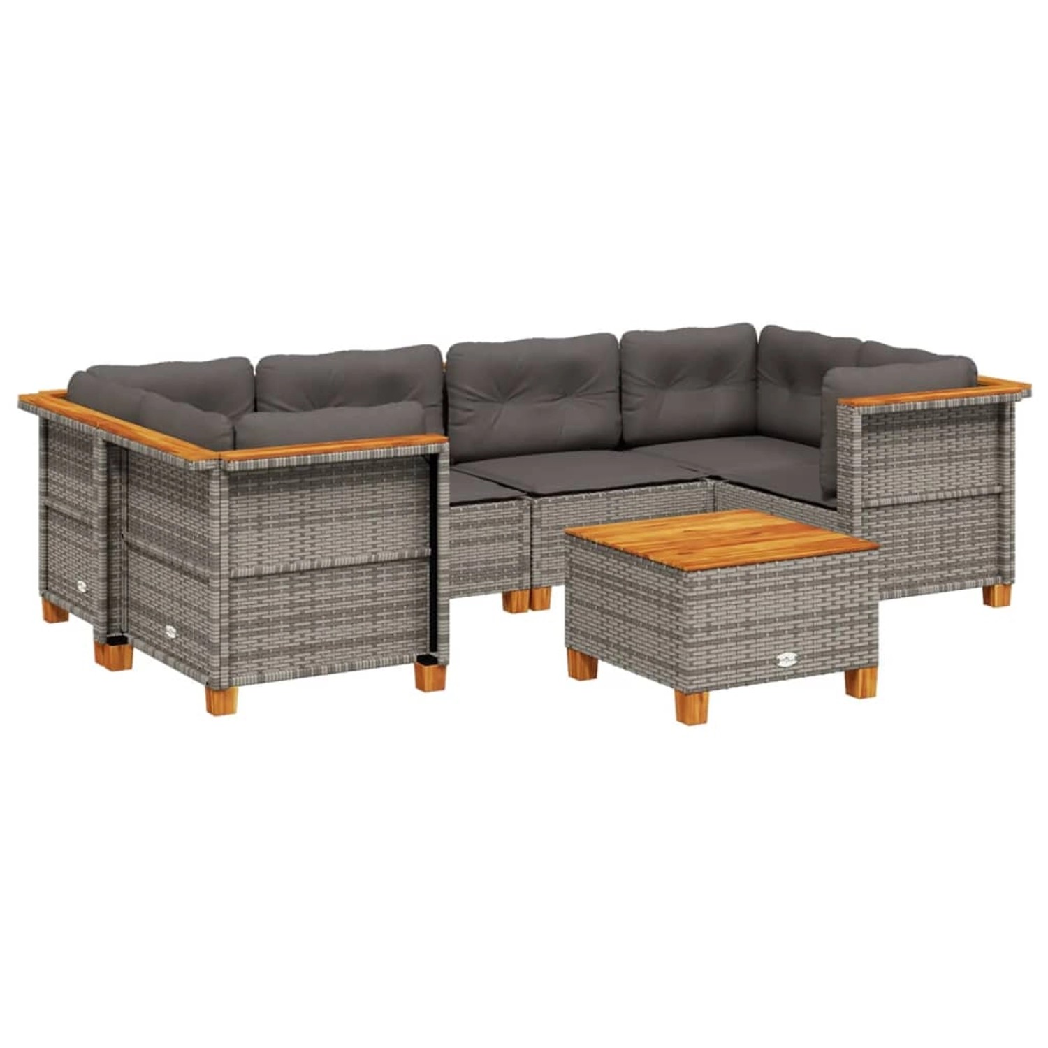 vidaXL 7-Tlg Garten-Sofagarnitur mit Kissen Grau Poly Rattan 3261744 günstig online kaufen