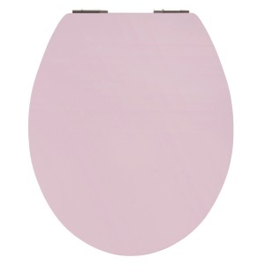 Rosa WC-Sitz mit Absenkautomatik und Soft-Touch Oberfläche.