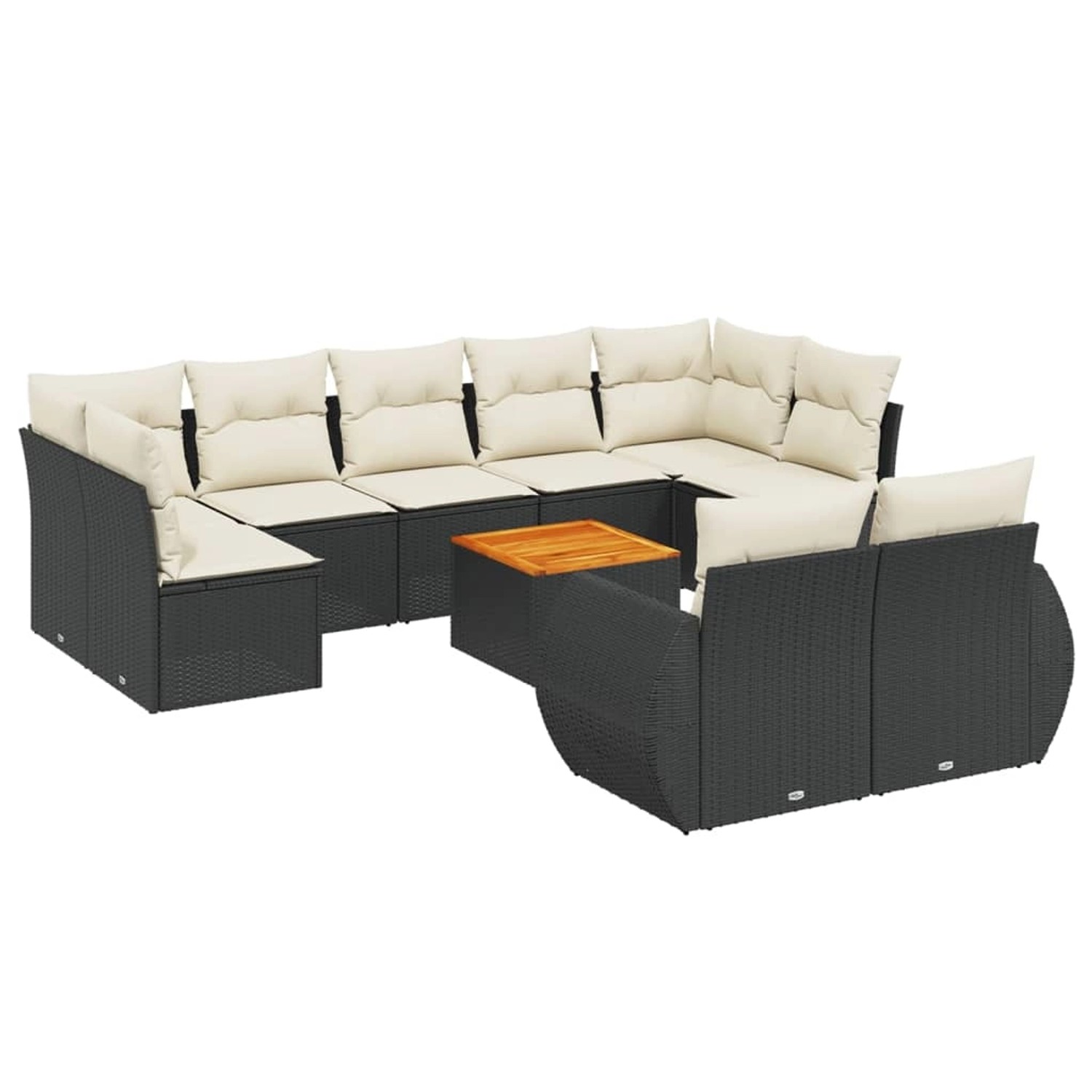 vidaXL 10-tlg Garten-Sofagarnitur mit Kissen Schwarz Poly Rattan Modell 87 günstig online kaufen