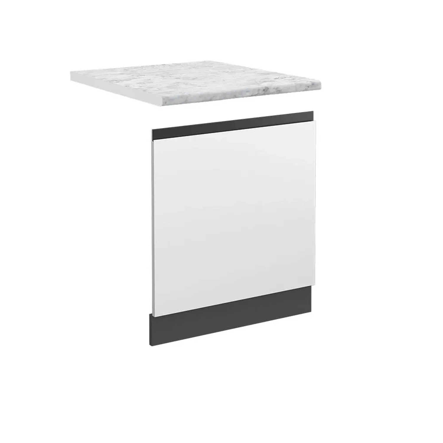 Vicco Frontblende R-Line Geschirrspüler Fronttür Weiß Anthrazit J-Shape AP Marmor mit Anthrazit Korpus