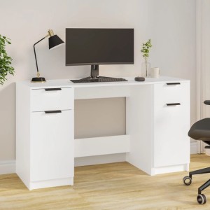 vidaXL Schreibtisch mit Beistellschrank Weiß Holzwerkstoff 3115908