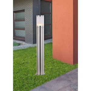 Globo Wegeleuchte XELOO aus Edelstahl, 80cm hoch, mit opalweißem Lampenschirm. Ideal für den Garten.