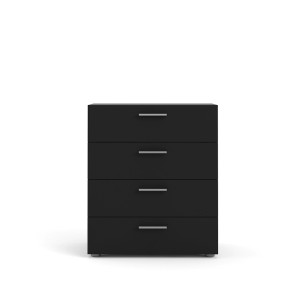 Schwarze ebuy24 Petra Kommode mit 4 Schubladen für Schlafzimmer und Wohnraum.