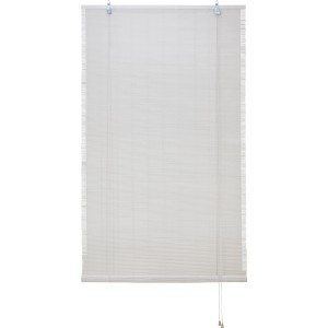 Weißes Bamboo Rollo (140x160cm) für Fenster, zur Lichtregulierung und als Sichtschutz.