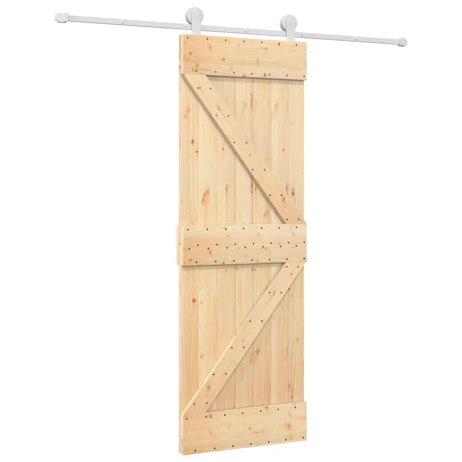 vidaXL Schiebetür Natur und Weiß 70 x 210 cm Massivkiefer 3445020