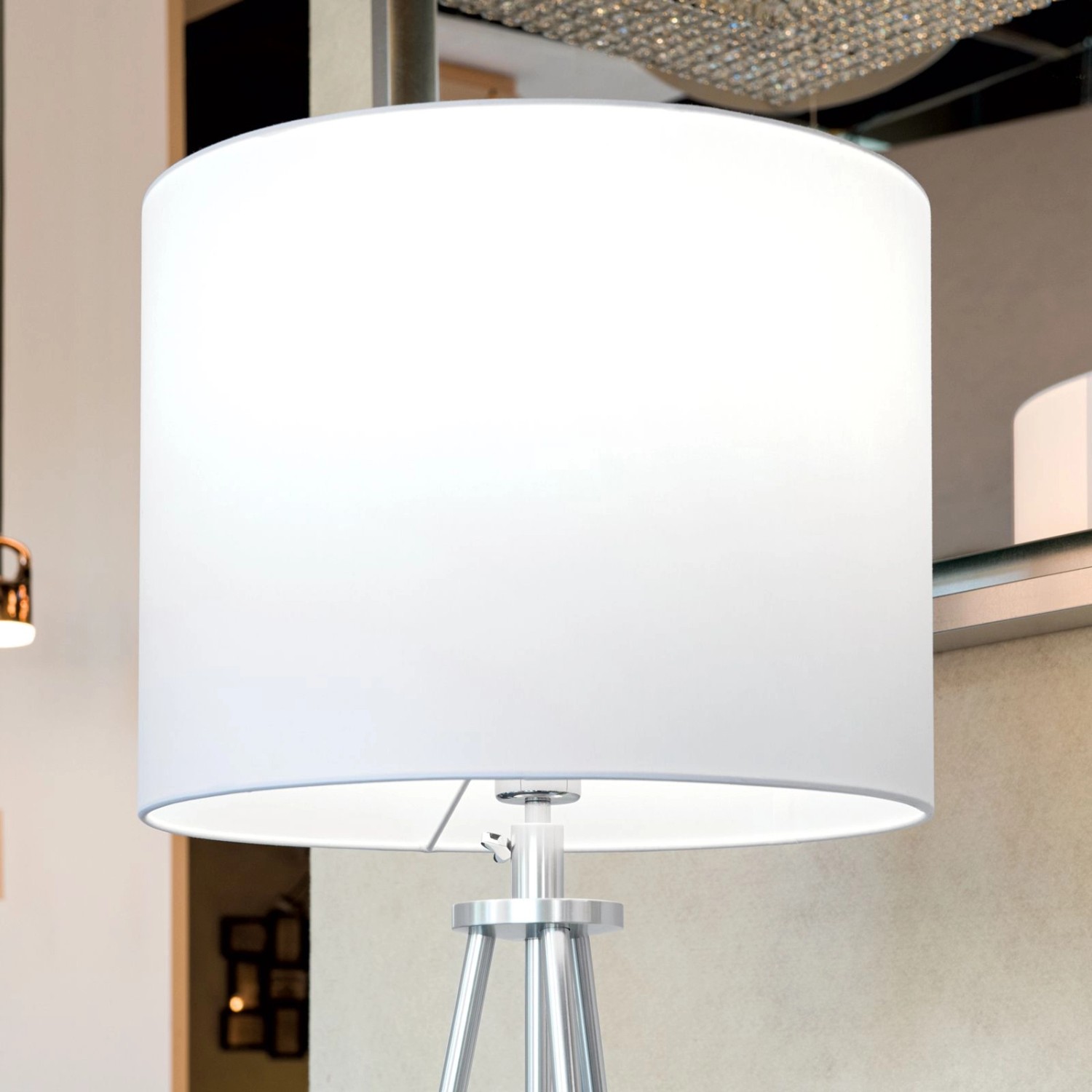 Weißer Orion Lightstyle Lampenschirm, Ø 40cm, aus Stoff für E27 Fassung.