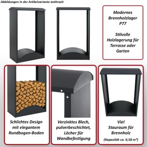 MCW Brennholzlager P77, grün, aus Metall. Kaminholzregal für Garten und Terrasse.