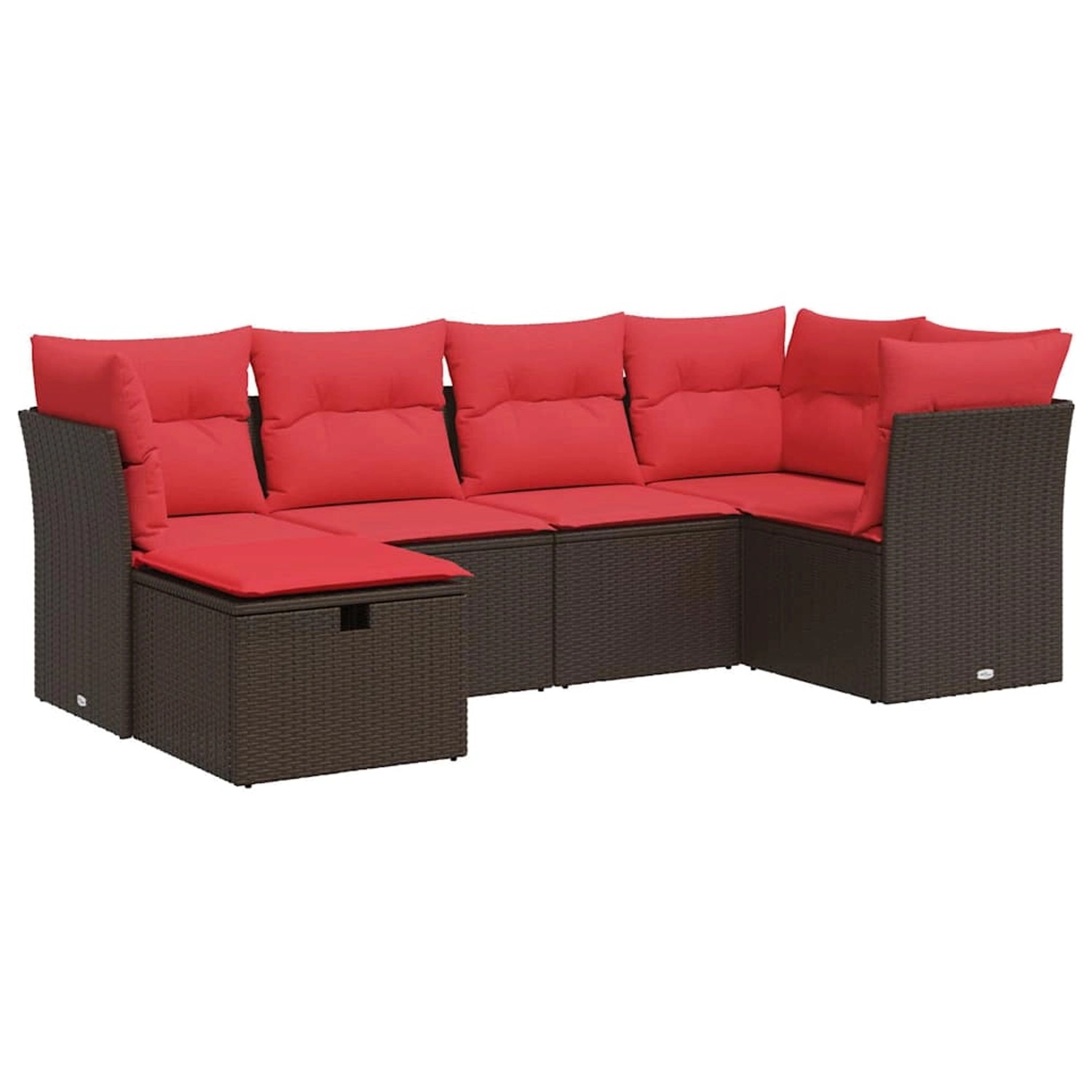 vidaXL 6-Tlg Garten-Sofagarnitur mit Kissen Braun Poly Rattan 3325290