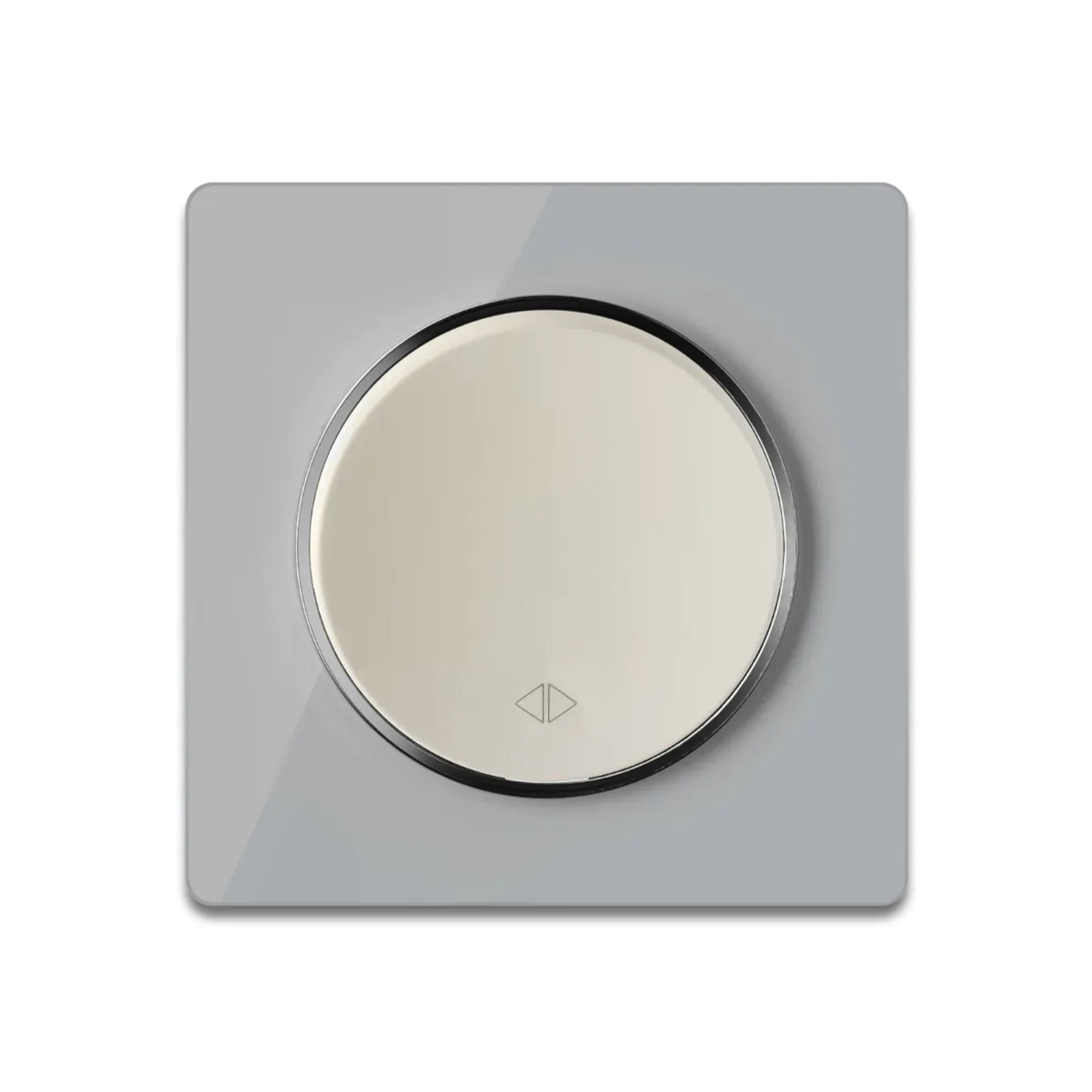 OneKeyElectro Wechselschalter Einfach Beige mit Glas Abdeckrahmen Grau