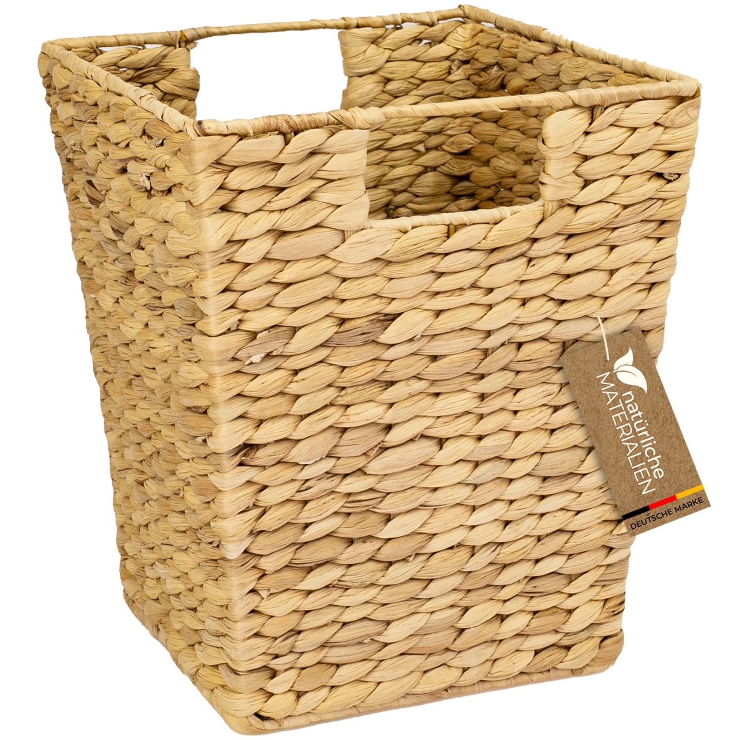 HMF Papierkorb Büro Aufbewahrungskorb Geflochten Wasserhyazinthe Eckig 25 x 25 x 30 cm