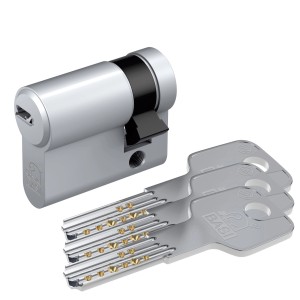 Basi Profil-Halbzylinder, 10/65 mm, gleichschließend, mit 3 Schlüsseln. Geeignet für Garagentore.