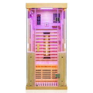 Dewello Infrarotkabine Kingston für 1 Person aus Hemlockholz mit Vollspektrum- und Karbonstrahler.