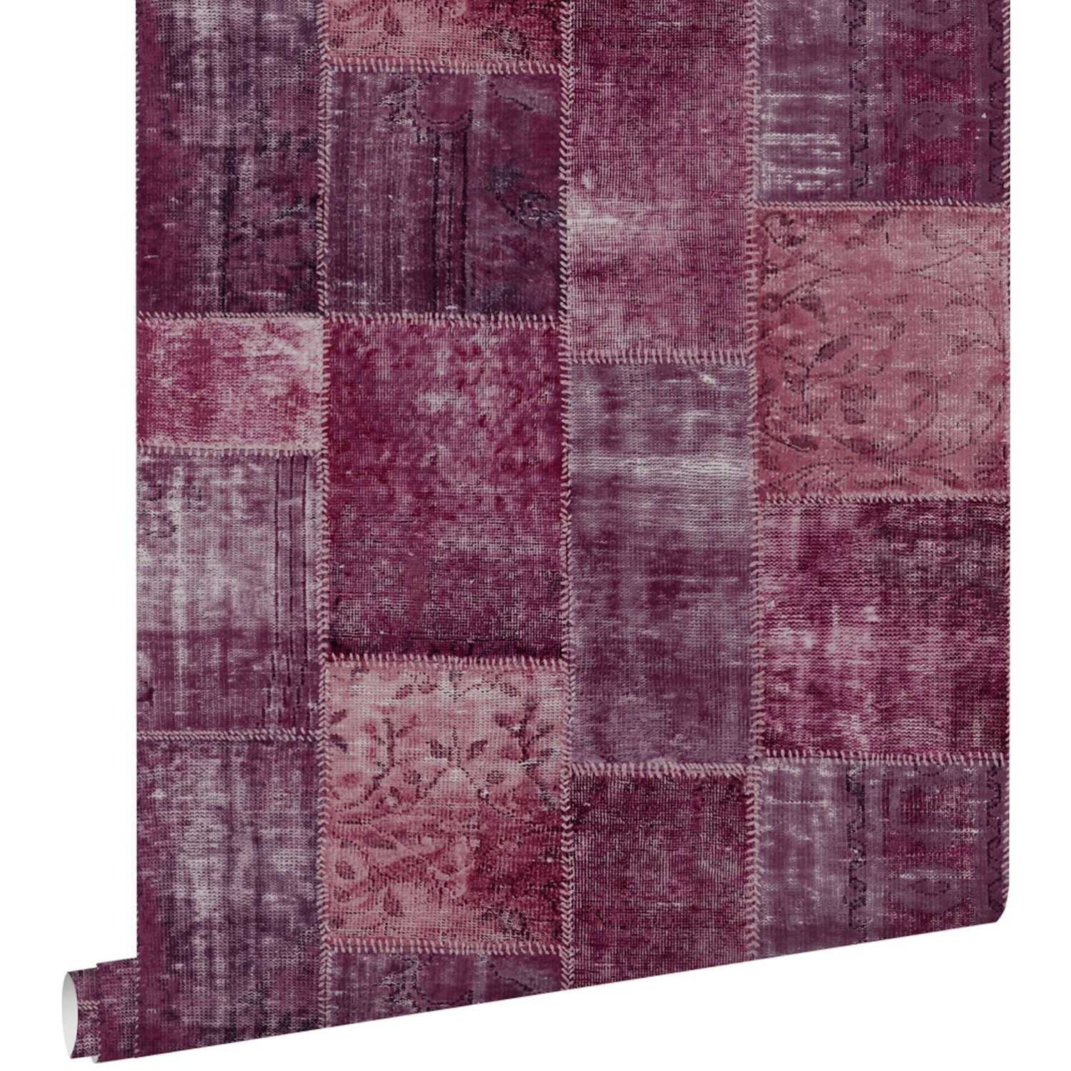 ESTAhome Tapete orientalisches-Marrakech Kelim-Patchwork Burgunderrot 53 cm günstig online kaufen