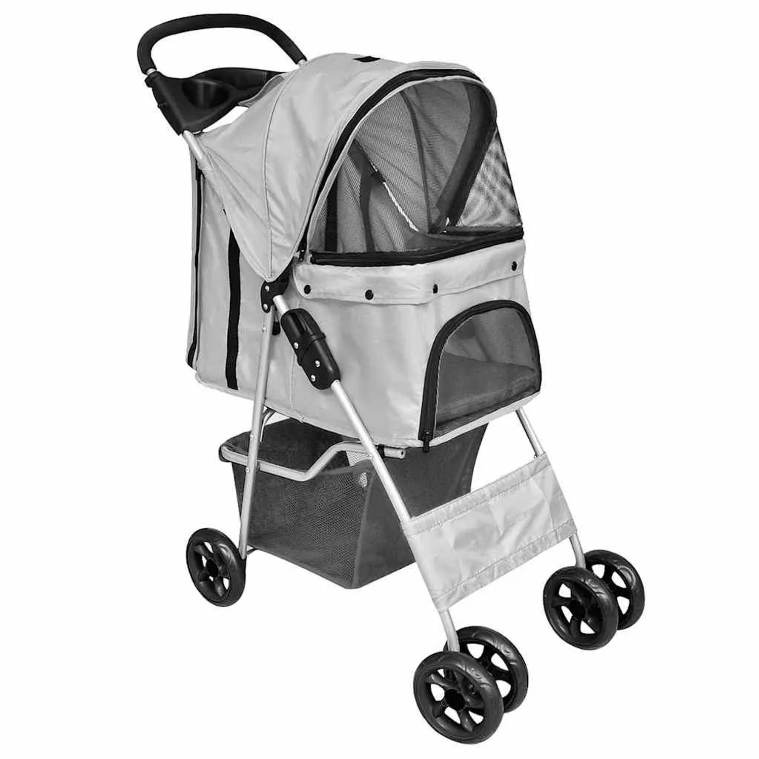 vidaXL Haustier-Buggy Hund/Katze Klappbarer Reisewagen Grau 170910