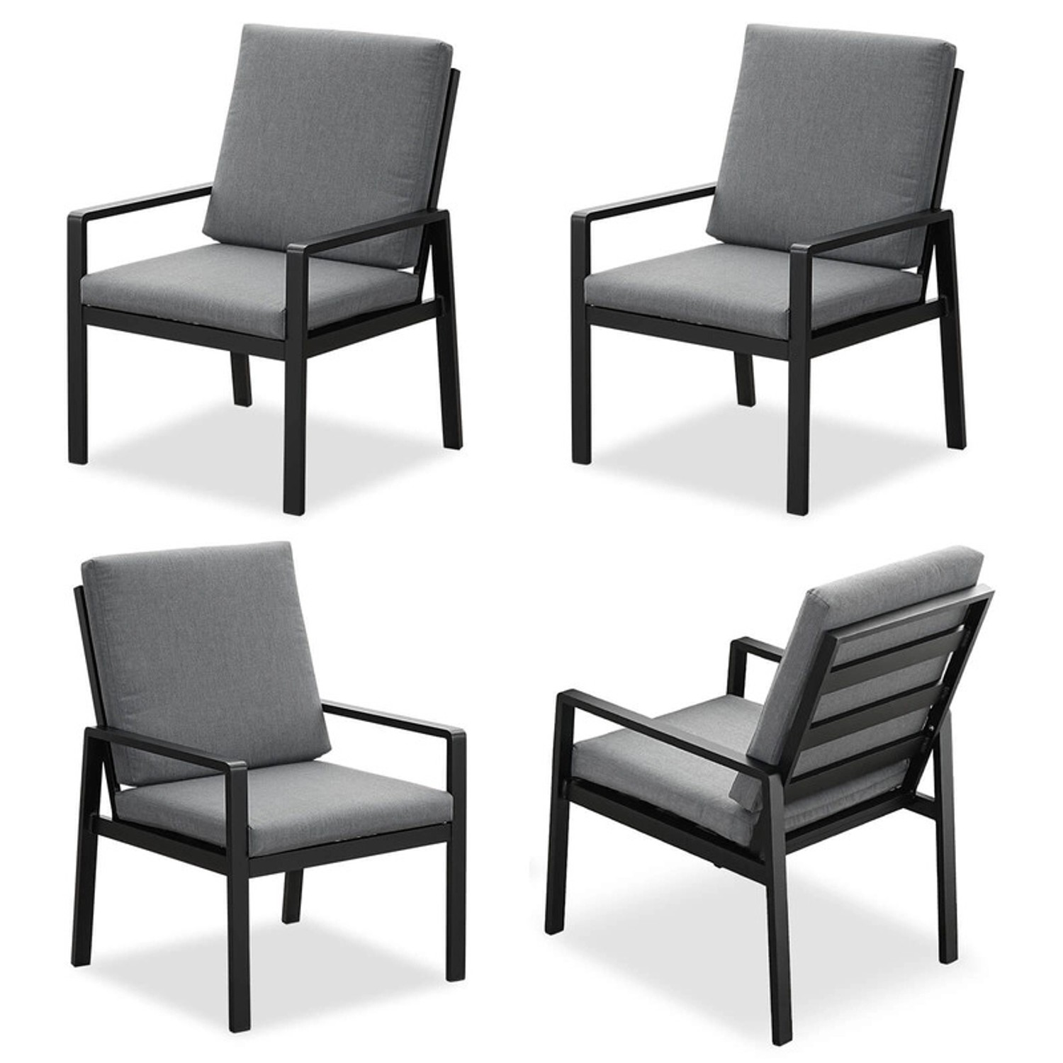 MeXo 4 St Aluminium Gartenmöbel Esstischstuhl Schwarz