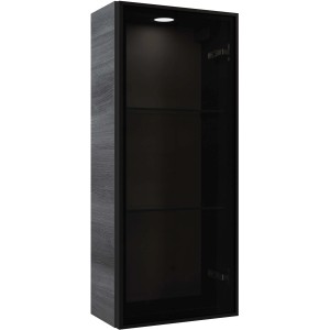 Pelipal Quantum Wandschrank in Graphit mit Rauchglastür und LED-Spot, 30 cm breit.