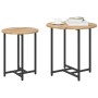 Rundes vidaXL Beistelltisch-Set, 2-tlg., in Artisan Eiche Optik und Schwarz. Moderne Couchtische mit Metallbeinen.
