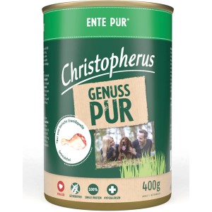 Christopherus Hunde-Nassfutter Pur Ente, 400g Dose. Getreidefreies Alleinfutter mit Ente für Hunde.