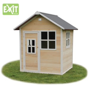 EXIT Loft 100 Holzspielhaus in Natur mit wasserdichtem Dach und Fenstern.