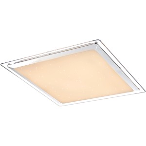 Quadratische LED-Deckenleuchte RENA, Metall weiß, dimmbar mit Fernbedienung.