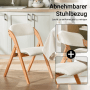2er Set: Klappstuhl, Esszimmerstuhl mit Holzgestell und weißer Polsterung.