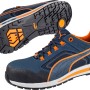 Puma Safety Crosstwist Low S3, blau-orange, Größe 41. Arbeitsschuhe mit Fiberglaskappe und flexibler Sohle.