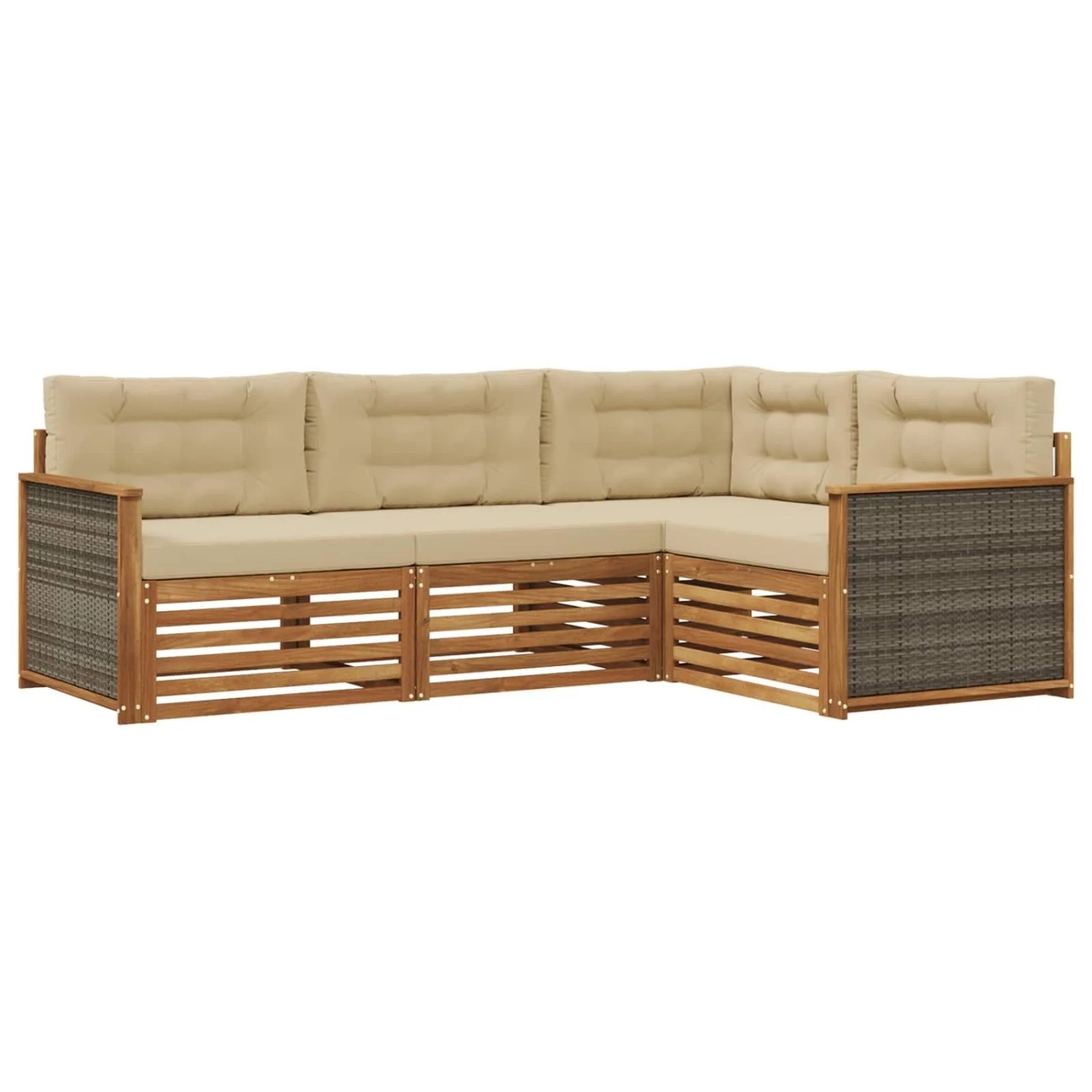 vidaXL Outdoor-Sofagarnitur mit Kissen 4 Stk Natur und Beige 3383291