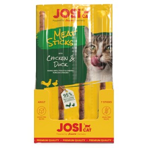 JosiCat Katzensnacks Huhn & Ente, 35g Packung mit Katzen-Snacksticks.
