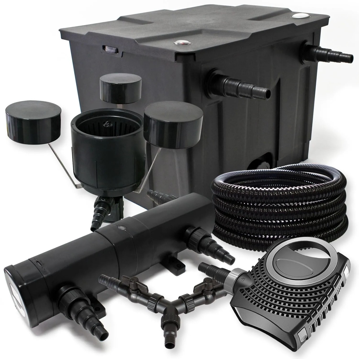 SunSun Filter Set 12000l Teich 24W Teichklärer NEO8000 Pumpe 25m Schlauch Skimmer CSP25