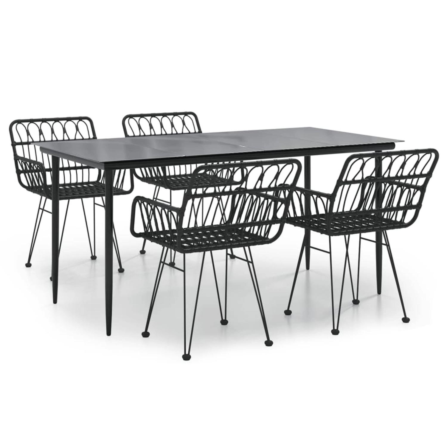 vidaXL 5-Tlg Garten-Essgruppe Schwarz Poly Rattan 3157855