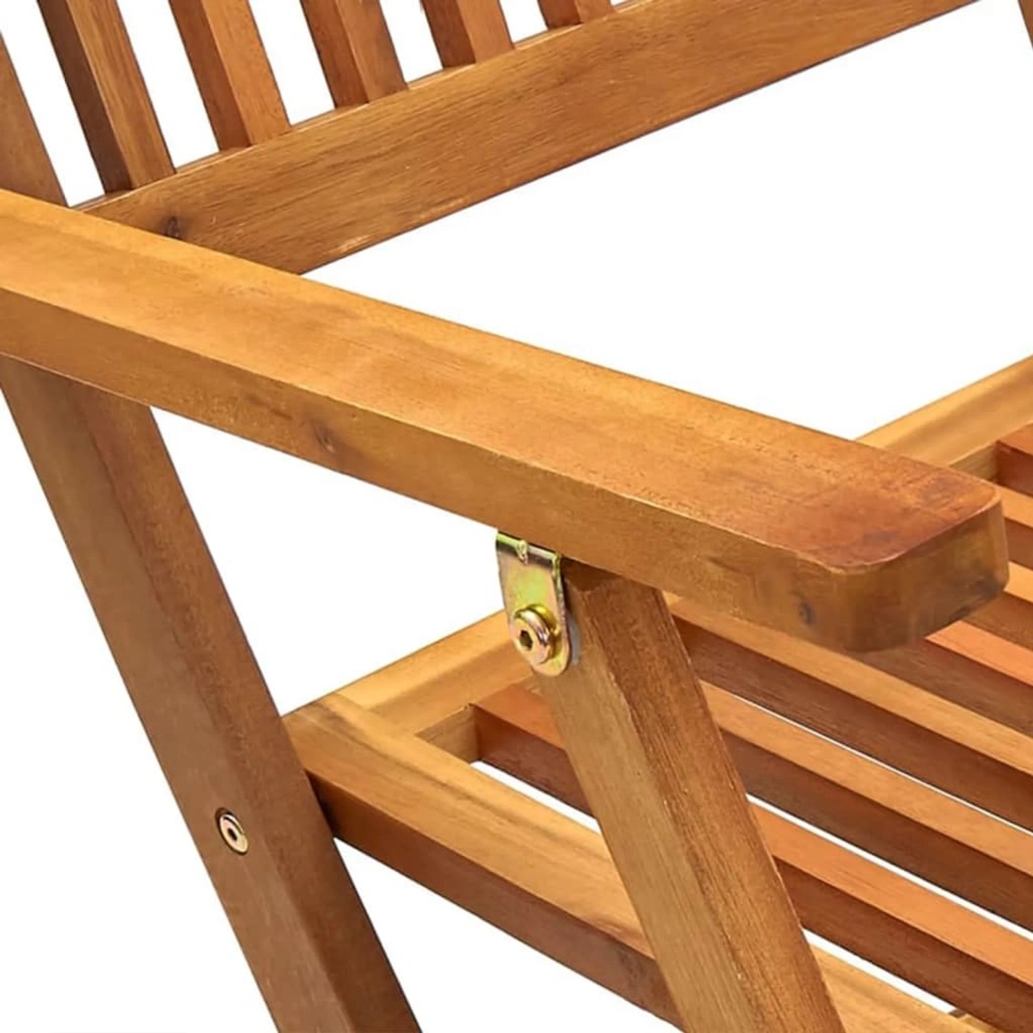 Detailansicht Gartenstuhl aus Akazienholz der vidaXL 7-tlg Essgruppe, klappbar.