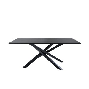 Schwarzer ebuy24 Piazza Esstisch (90x180cm) mit modernem, gekreuztem Tischfuß.