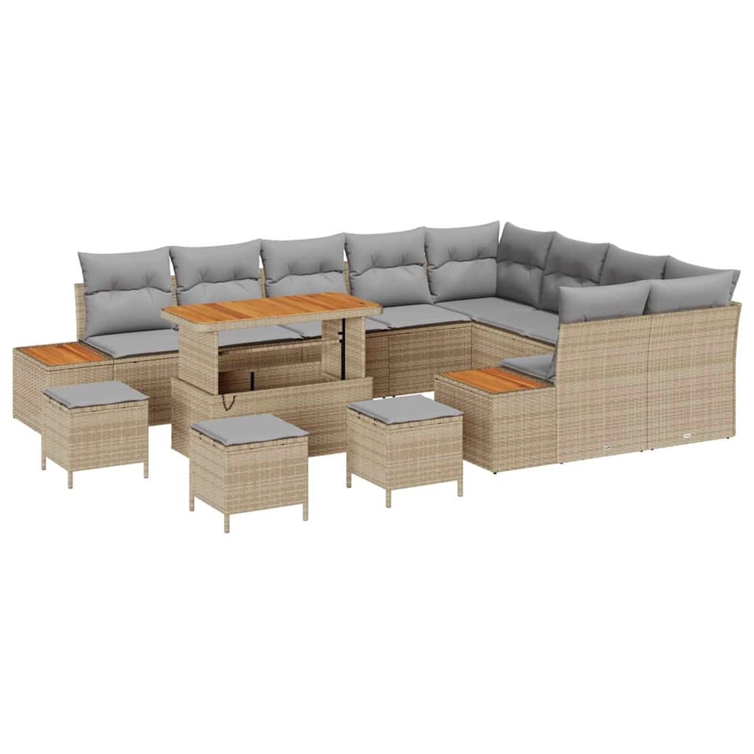 vidaXL Garten-Sofa-Set mit Kissen 13-Tlg Beige Poly Rattan 3362962 günstig online kaufen