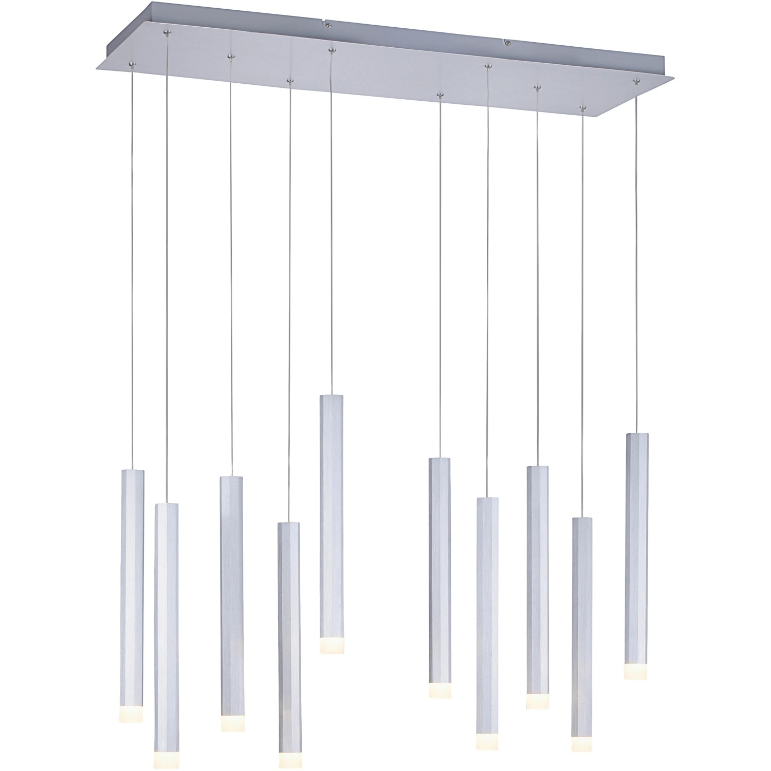 Moderne 10-flammige LED-Pendelleuchte Bruno aus Aluminium, 89x120 cm, für Wohnräume.