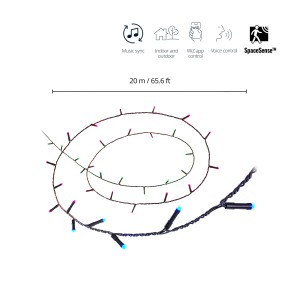 WiZ LED-Lichterkette Fairy Light Color 20m, schwarz, mit bunten Lichtern für innen und außen.