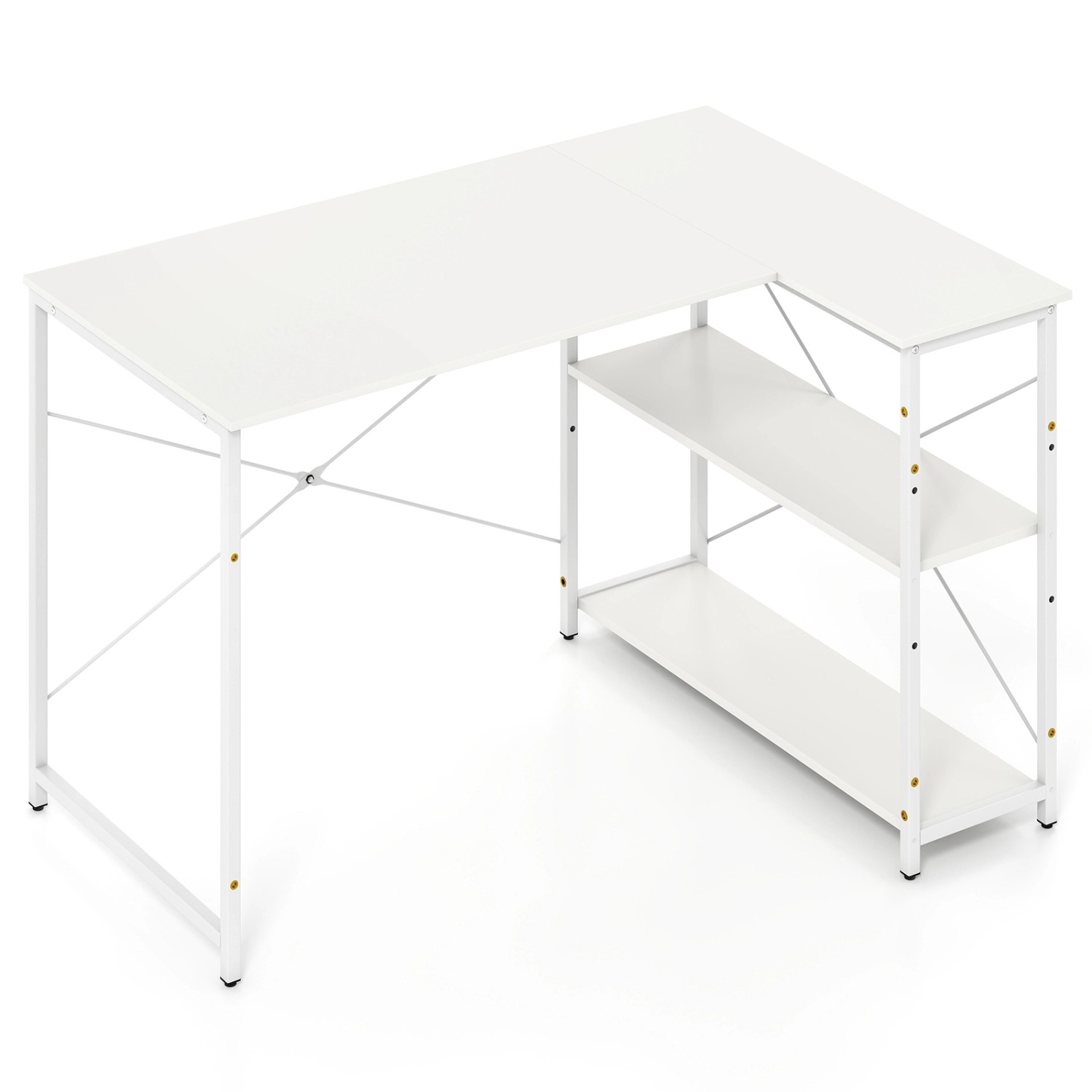 Costway L-förmiger Schreibtisch 118 x 86 x 74 cm Weiß günstig online kaufen