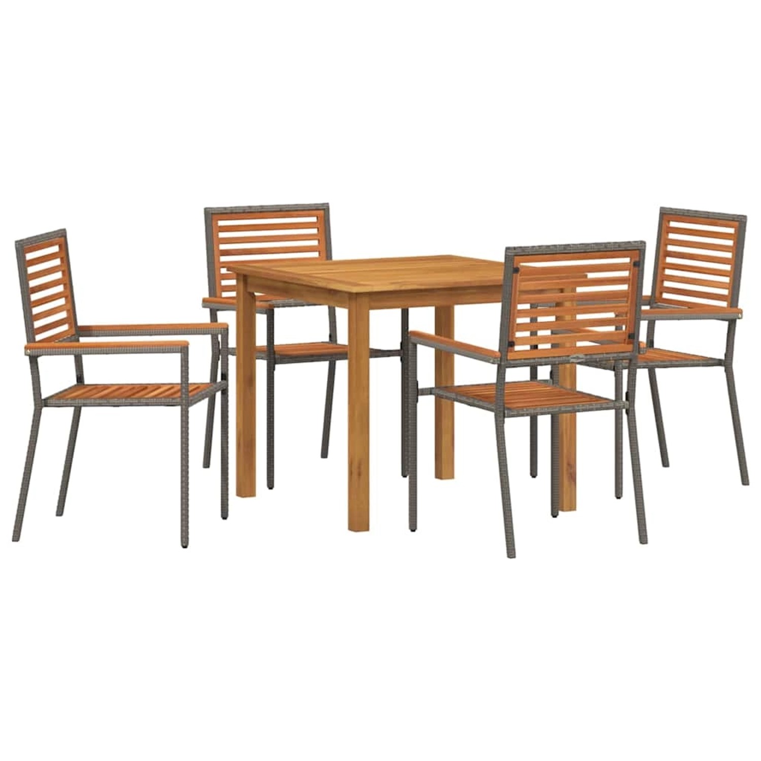 vidaXL Garten Essgruppe 5-Tlg Grau Poly Rattan 3365515 günstig online kaufen