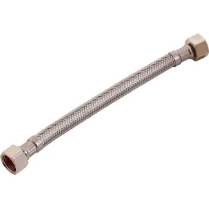 Flexibler Anschlussschlauch, 200 mm lang, aus Edelstahl mit Gewinde (G 3/8) für Trinkwasserinstallation.