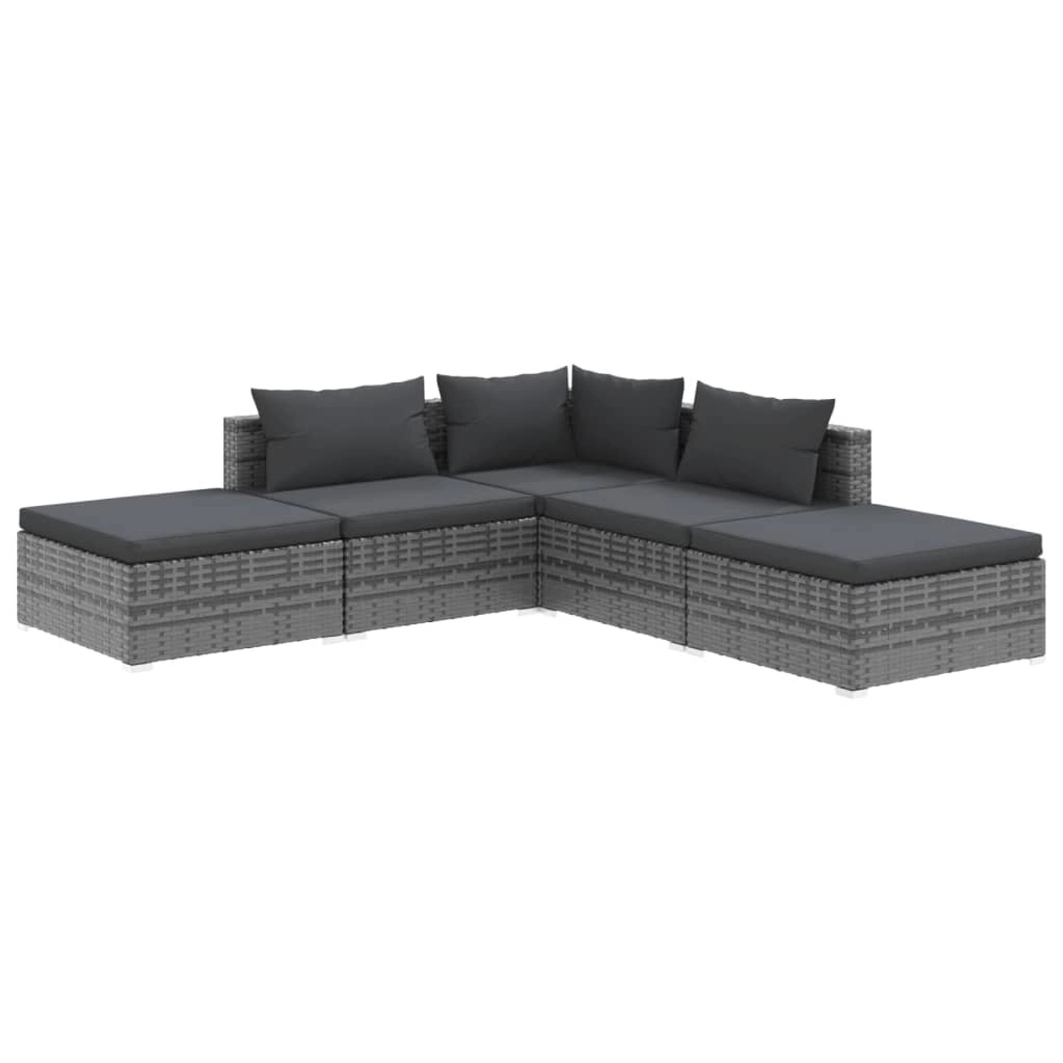 Vidaxl 5-tlg. Garten-lounge-set Mit Kissen Poly Rattan Grau günstig online kaufen