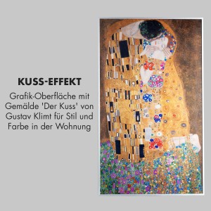 Klarstein Infrarotheizung mit Gustav Klimt Motiv Der Kuss, 600W, als Wandbild
