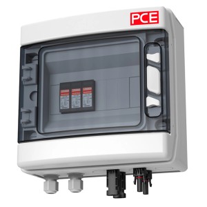 PCE Kleinverteiler PV-Box Sol-Line DC1-MC-TYP 1+2 IP66, Aufputzverteiler mit transparentem Fenster.