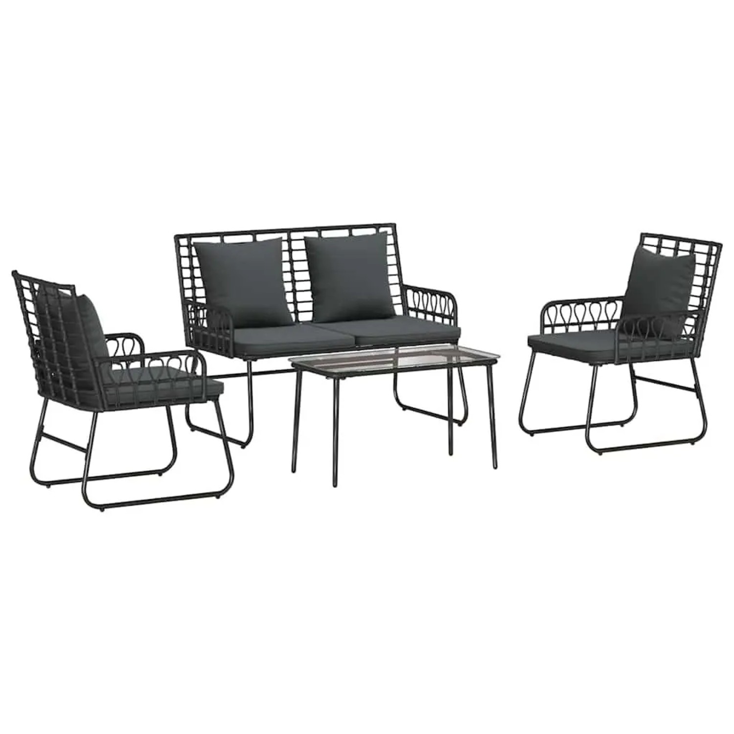 vidaXL Gartenmöbel Set 4-Tlg Schwarz und Anthrazit Poly-Rattan 3379040