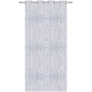 Weißer Arsvita Fadenvorhang mit Metall-Optik, 140x250 cm, mit Ösen zur Aufhängung.